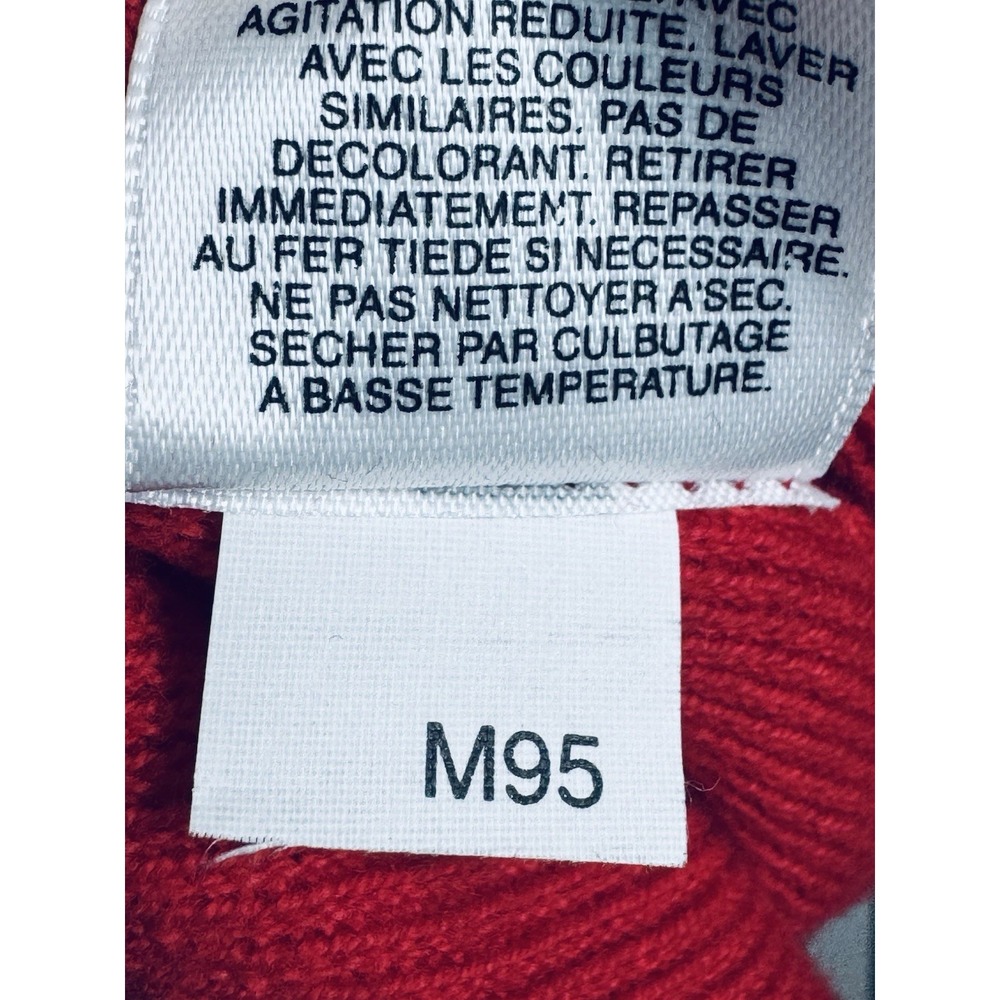 Vintage Preppy V Neck Sweater Womens Red Medium Cotton Crest Varsity USA Tennis - Picture 13 of 13